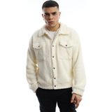 Polo State Erkek Oversize Çıt Çıt Kapamalı Cepli Ekru Peluş Ceket - XL