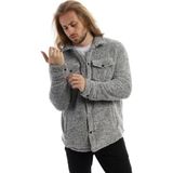 Polo State Erkek Oversize Çıt Çıt Kapamalı Cepli Peluş Gri Melanj Ceket - XL