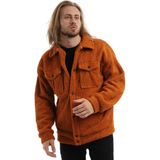 Polo State Erkek Oversize Çıt Çıt Kapamalı Cepli Tarçın Peluş Ceket - 2XL