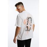Polo State Erkek Oversize Fit Ön Arka Baskılı Basic Tişört Beyaz - M