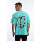Polo State Erkek Oversize Fit Ön Arka Baskılı Basic Tişört Turkuaz - 2XL