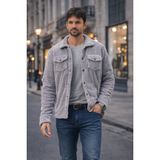 Polo State Erkek Peluş Yumuşak Dokulu Sherpa Ceket Açık Gri - 2XL