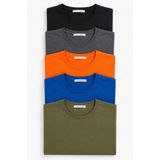 Polo State Erkek Regular Fit Bisiklet Yaka Basic 5'li Tişört Paketi – Siyah-Antrasit-Turuncu-Saks-Haki