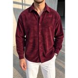 Polo State Erkek Regular Fit Fitilli Kadife Uzun Kollu Gömlek - Bordo