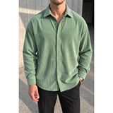 Polo State Erkek Regular Fit Fitilli Kadife Uzun Kollu Gömlek - Çağla