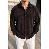 Polo State Erkek Regular Fit Fitilli Kadife Uzun Kollu Gömlek - Siyah