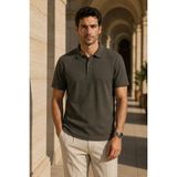 Polo State Erkek Regular Fit Waffle Dokulu Polo Yaka Kısa Kollu Haki Tişört - XL