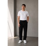 Polo State Erkek Siyah Baggy Fit Pileli Kumaş Pantolon