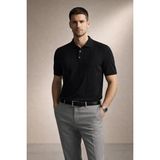 Polo State Erkek Triko Polo Yaka Kısa Kollu Dikey Desenli Slim Fit Tişört Siyah - XL