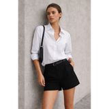 Polo State Kadın Oversize Uzun Kollu %100 Pamuk Dokuma Beyaz Gömlek