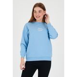 Polo State Kadın Oversize Yazı Baskılı 3 İplik Sweatshirt Mavi