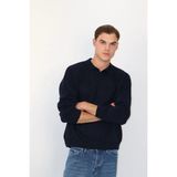 Polo V Yaka Örgü Relaxed Fit Erkek Triko Kazak | Ventov Lacivert - S - 00 Lacivert
