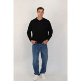 Polo V Yaka Örgü Relaxed Fit Erkek Triko Kazak | Ventov Siyah - Xl - 0 - Siyah