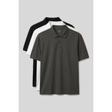 Polo Yaka Büyük Beden 3lü Paket Siyah-Beyaz-Haki Erkek T-Shirt - 88511 - Siyah - Beyaz - Haki - 5XL