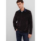 Polo Yaka Çizgili Kadife Sweatshirt 0S10470-89103
