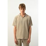 Polo Yaka Dokulu Erkek T-Shirt - Gri