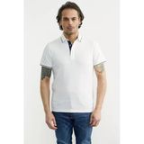 Polo Yaka Pike Kumaş Tişört - Beyaz