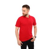 Polo Yaka T-shirt Kırmızı Kısa Kollu Pike Örme Iş Tişörtü Cepli Kırmızı-2XL