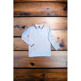 Polo Yaka Tişört Çocuk Uzun Kol Siyah Çizgi Yaka Beyaz Okul Tişört/T-Shirt