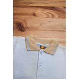 Polo Yaka Tişört Uzun Kol Gri Çizgili Yaka Açık Mavi Okul Tişört/T-Shirt