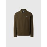 Polo Yaka Uzun Kollu Pamuk Erkek Tişört - Orman Yeşili - 4XL