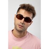 POLO55 Elips Model Kemik Çerçeve Erkek Güneş Gözlüğü - Kahverengi