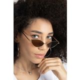 Polo55 Kahverengi Camlı Metal Çerçeveli Küçük Cat Eye Kadın Güneş Gözlüğü