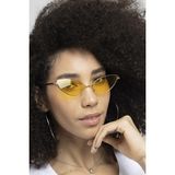POLO55 Sarı Camlı Metal Çerçeveli Küçük Cat Eye Kadın Güneş Gözlüğü - Siyah