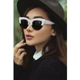 Polo55 Siyah-beyaz Cat Eye Kadın Güneş Gözlüğü