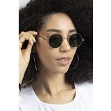 POLO55 Siyah Gold Metal Çerçeveli Yuvarlak Kadın Güneş Gözlüğü