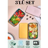 polo55.sport.1855 3’Lü Bölmeli Saklama Kabı Seti- Beslenme Yemek Kutusu Lunch Box