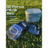 polo55.sport.1855 Home 32 Parça Piknik Seti Sepet Çantalı Bardak, Çatal, Kaşık,Bıçak,Tabak Seti 32 Piece Picnic Set