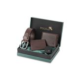 Poloair Erkek %100 Hakiki Deri Cüzdan Kartlık Kemer Çakmak Kombin Set Kahverengi Renk CM-8003-K