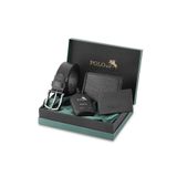 Poloair Erkek %100 Hakiki Deri Cüzdan Kartlık Kemer Parfüm Kombin Set Siyah Renk PM-8003-S