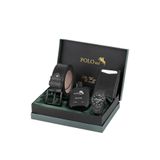 Poloair Erkek Kol Saati Kemer Otomatik Mekanizmalı Cüzdan Parfüm Seti Siyah Renk PL-7083E1