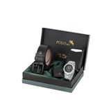 Poloair Erkek Kol Saati Otomatik Mekanizmalı Cüzdan Kemer Çakmak Set Gümüş Siyah Renk PL-7070E1