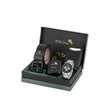 Poloair Erkek Kol Saati Otomatik Mekanizmalı Cüzdan Kemer Parfüm Seti Gümüş Siyah Renk PL-7068E1