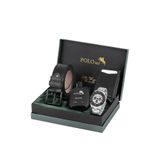 Poloair Erkek Kol Saati Otomatik Mekanizmalı Cüzdan Kemer Parfüm Siyah Set Gümüş Renk PL-7068E4