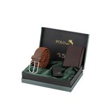 Poloair Esnek Kemer Mıknatıslı Cüzdan Çakmaklı Erkek Kombin Set Kahverengi Renk CM-05-K