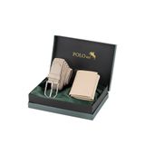 Poloair Esnek Kemer Mıknatıslı Cüzdan Erkek Kombin Set Vizon Renk M-05-V