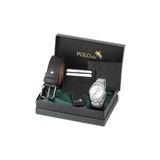 Poloair Klasik Metal Kordon Erkek Kol Saati Cüzdan Kemer Kartlık Çakmaklı Set Kombini Siyah Gümüş Renk PL-7087E4