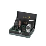 Poloair Mercek Takvimli Erkek Kol Saati, Mıknatıslı Otomatik Mekanizmalı Cüzdan, Kemer, Kartlık, Anahtarlık Ve Çakmak Seti Gümüş Siyah Renk PL-7098E1