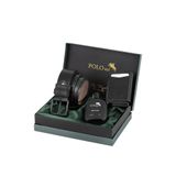 Poloair Mıknatıslı Otomatik Mekanizmalı Cüzdan Kemer Parfüm Erkek Kombin Seti Siyah Renk PM-06-S