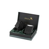 Poloair Mıknatıslı Otomatik Mekanizmalı Cüzdan Örgü Esnek Kemer Erkek Kombin Set Siyah Renk M-07-S