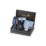 Poloair Spor Erkek Kol Saati Cüzdan Kemer Kartlık Parfüm Kombin Beyaz Mavi Renk PL-0986E4