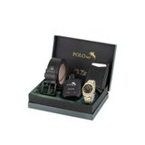 Poloair Takvimli Erkek Kol Saati Otomatik Cüzdan Kemer Parfüm Seti Gold Gümüş Siyah Renk PL-7081E6