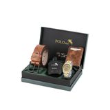 Poloair Takvimli Erkek Kol Saati Otomatik Cüzdan Kemer Parfüm Seti Gümüş Gold Renk PL-7081E9
