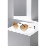 Poloair UV400 Korumalı Kristal Kesme Cam Cat Eye Güneş Gözlüğü Kahverengi Gold Renk PLG-2064C2