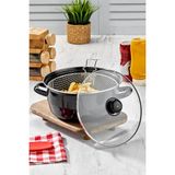Polochef Emaye Cips Kızartma Tenceresi 24 cm Siyah Fritöz Telli - 18-42