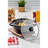 Polochef Emaye Kızartma Tenceresi 24 Cm Siyah Fritöz Telli Siyah